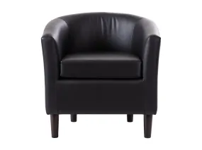 Black Vegan Leather Barrel Chair