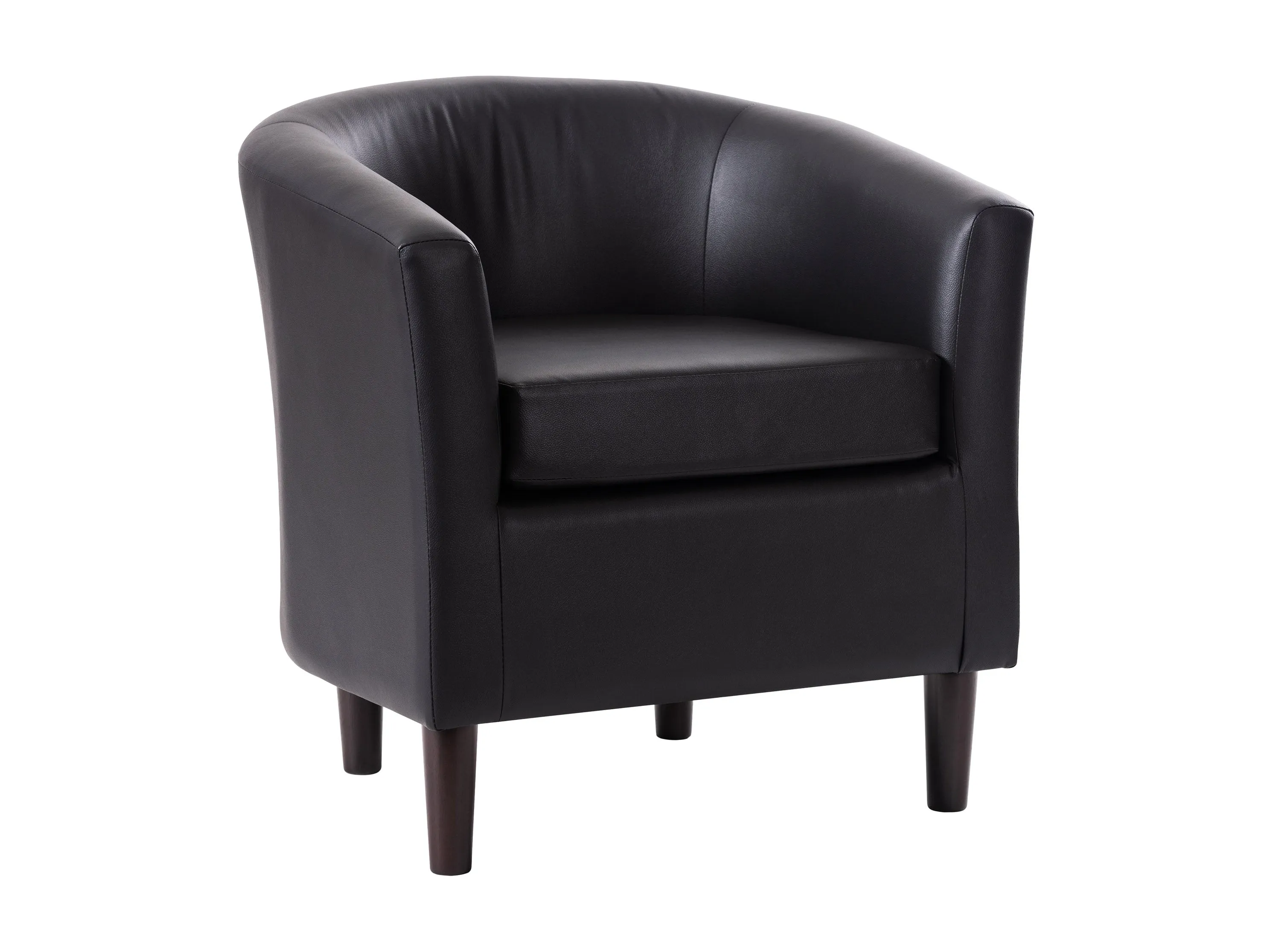 Black Vegan Leather Barrel Chair