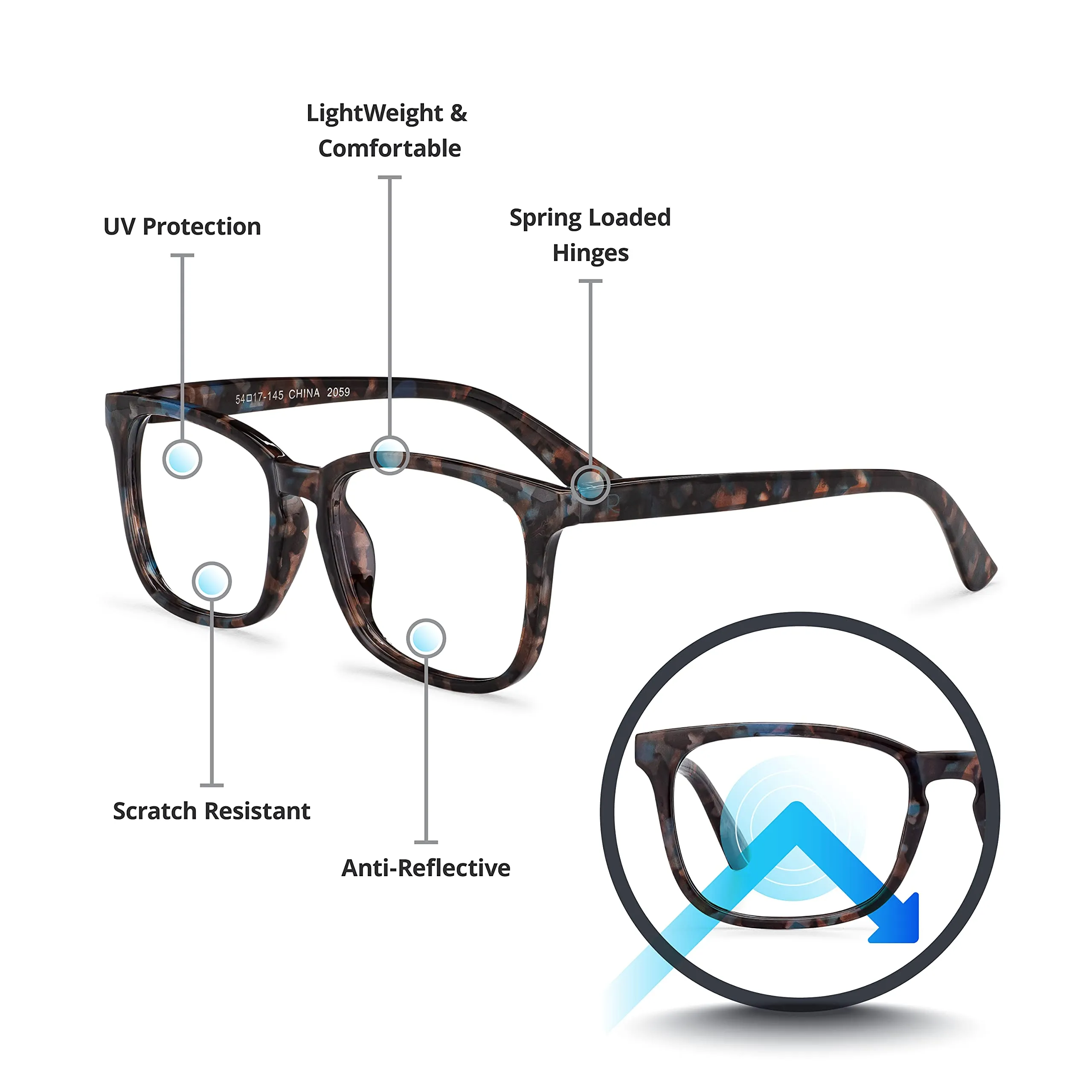 Blue-Light-Blocking-Reading-Glasses-Granite-0-75-Magnification-Computer-Glasses