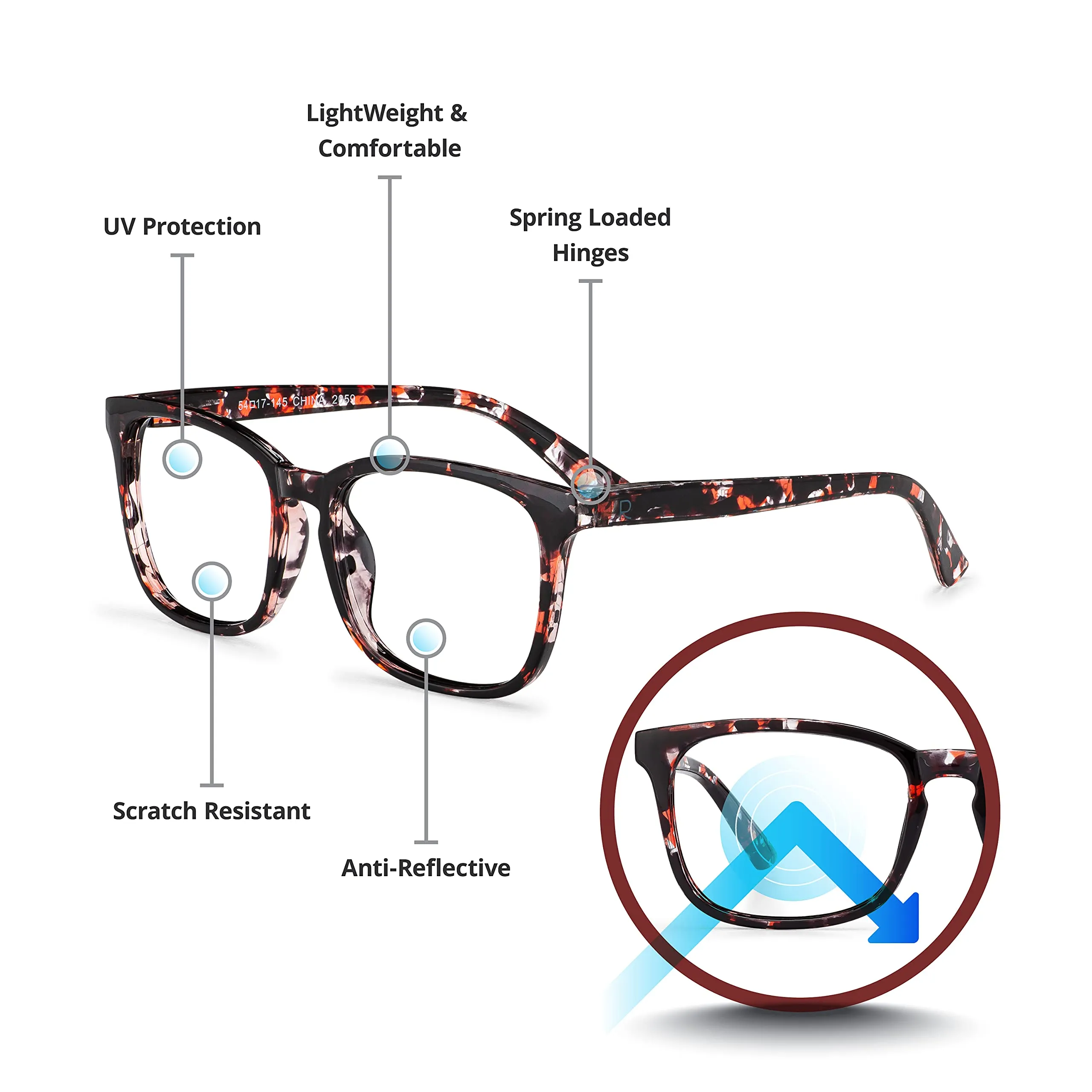 Blue-Light-Blocking-Reading-Glasses-Rose-Tortoise-0-50-Magnification-Computer-Glasses