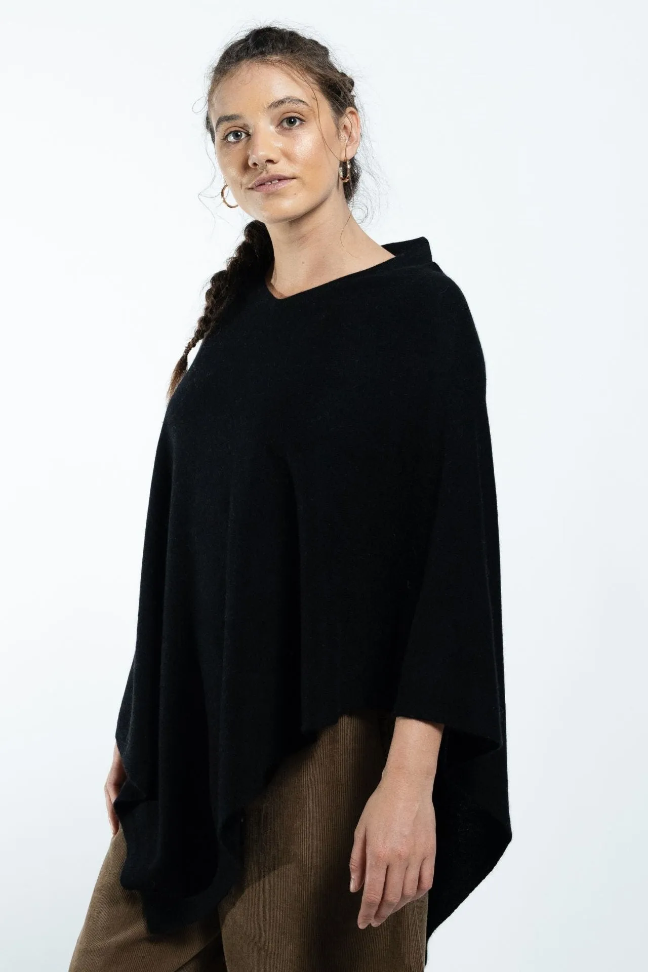 Cashmere Poncho - Black