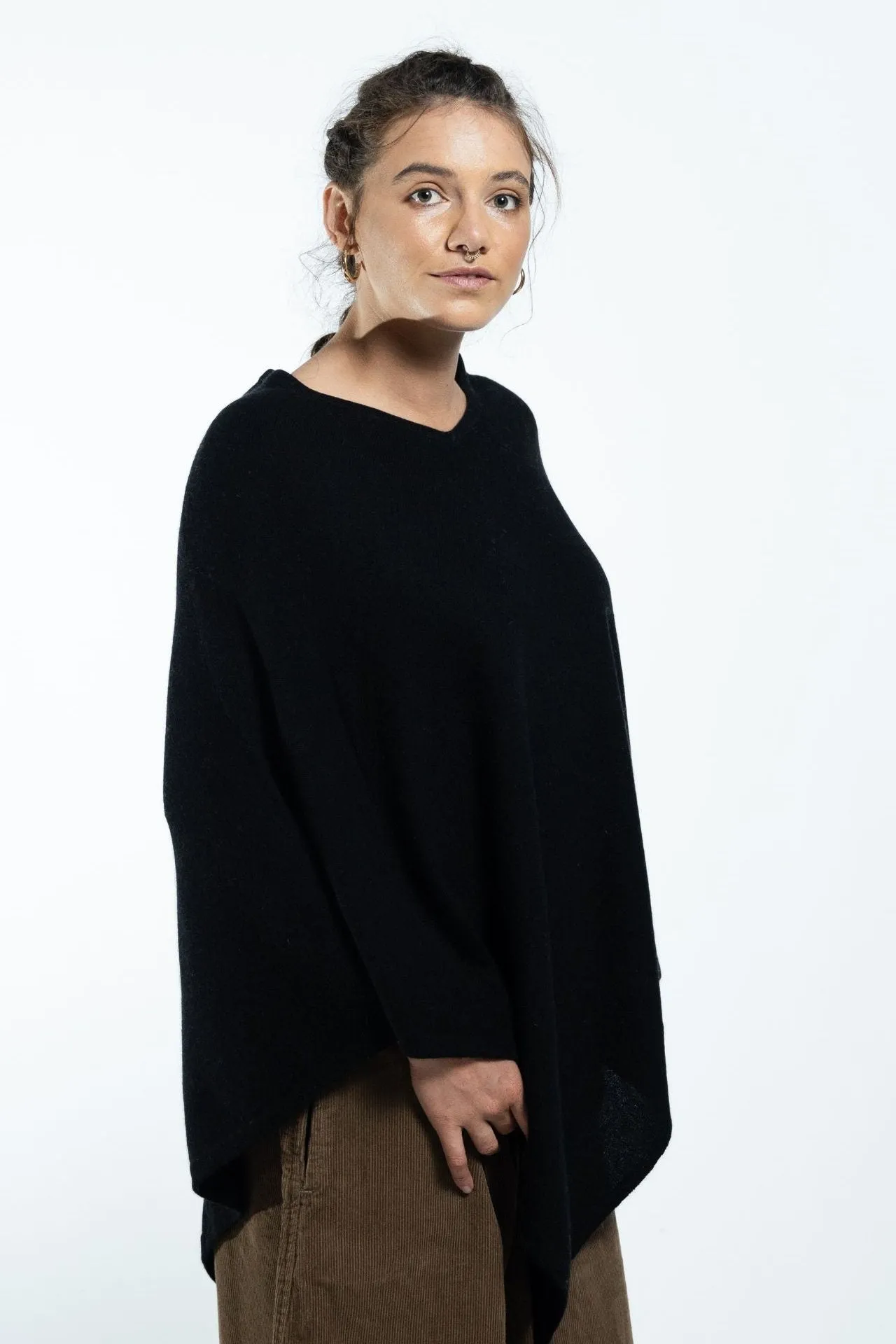 Cashmere Poncho - Black