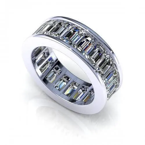 Certified 4.00CT Emerald Cut Diamond Eternity Ring in Platinum