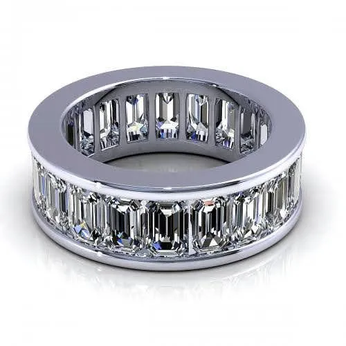 Certified 4.00CT Emerald Cut Diamond Eternity Ring in Platinum