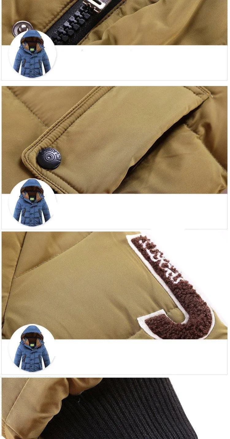 Children's Winter Duck Down Padded Big Boys Warm Winter Down Coat Thickening Outerwear Jacket