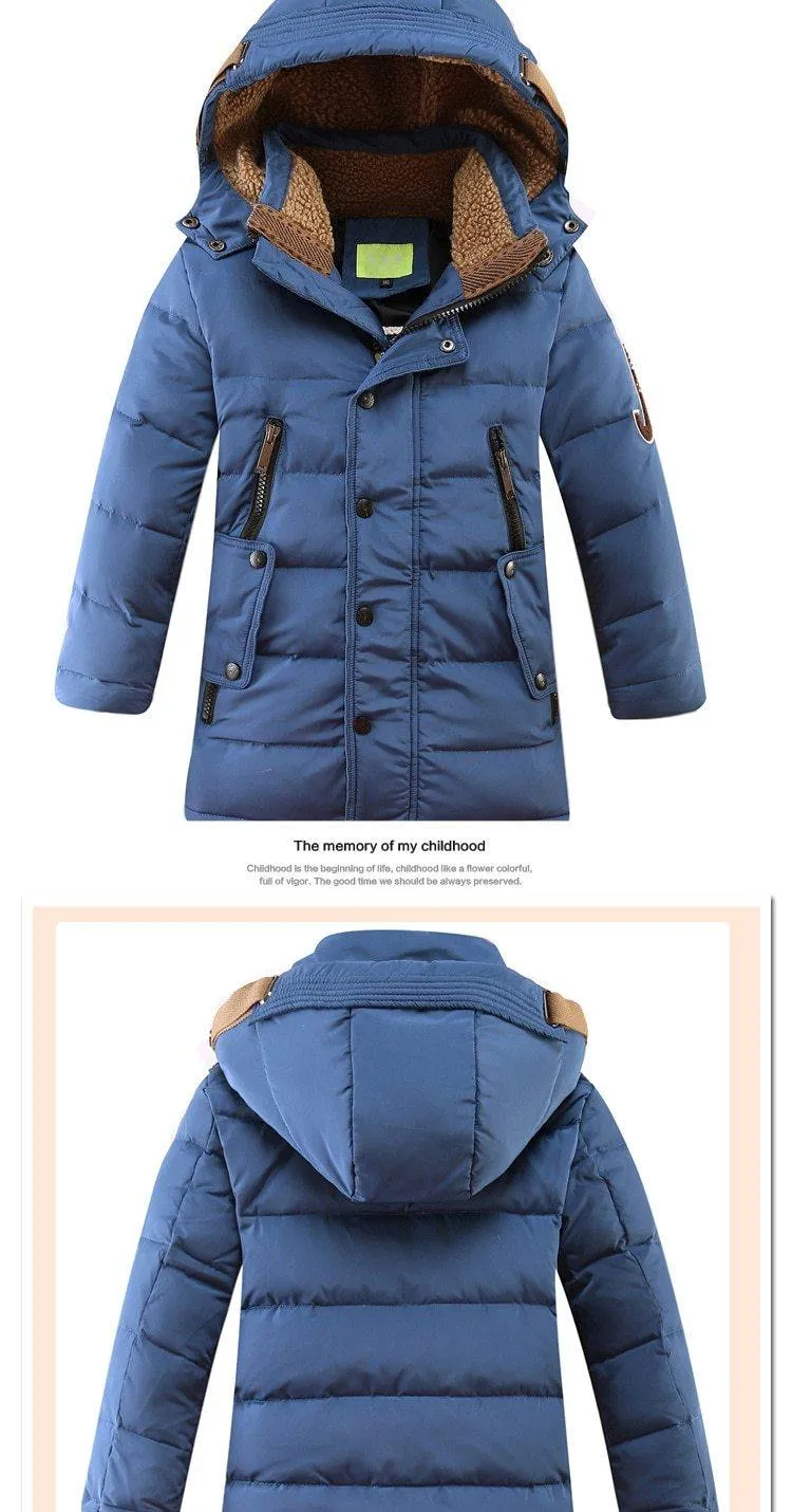 Children's Winter Duck Down Padded Big Boys Warm Winter Down Coat Thickening Outerwear Jacket