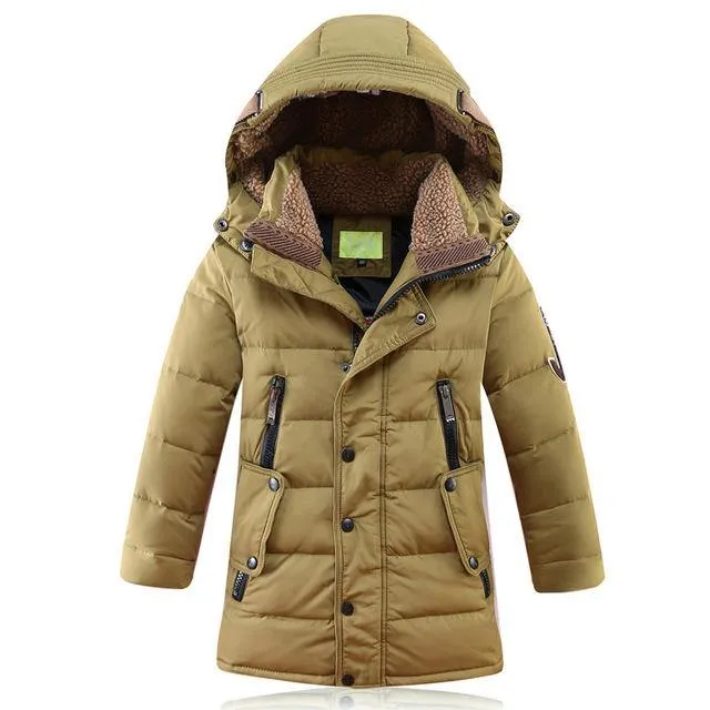 Children's Winter Duck Down Padded Big Boys Warm Winter Down Coat Thickening Outerwear Jacket