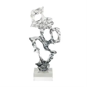 Clear Glass Handmade Freeform Sculpture with Clear Square Base - 8" X 5" X 18"