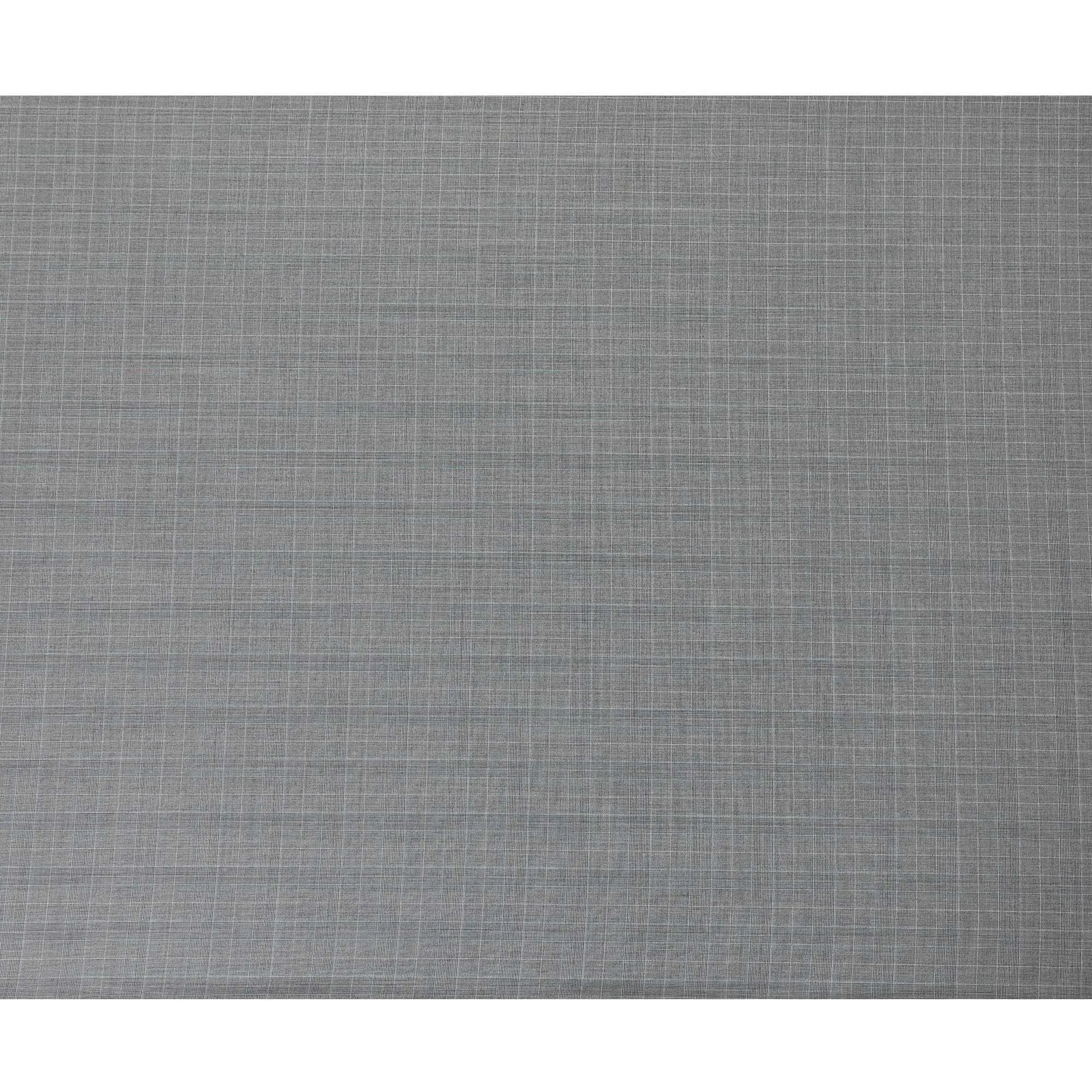 Cloud grey Premium English super 150's wool and cashmere suiting fabric with beige and baby blue checks design-D11421