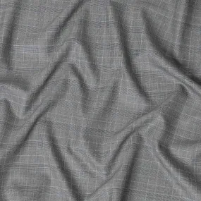 Cloud grey Premium English super 150's wool and cashmere suiting fabric with beige and baby blue checks design-D11421