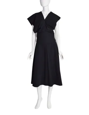 Comme des Garcons Tricot Vintage 1990 Black Wool Slouchy Gathered Dress