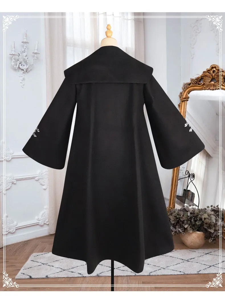 Cool Black Wool Poncho Coat Long Lolita Coat for Women by YLF