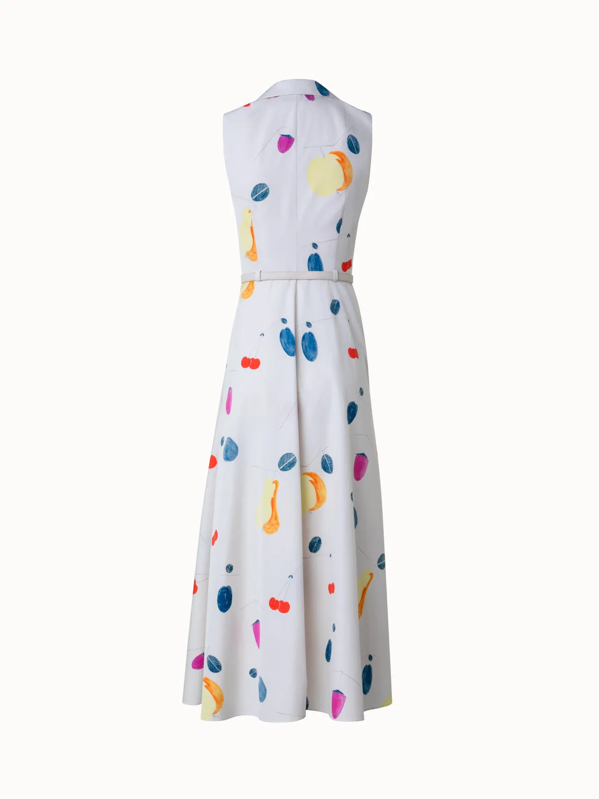 Cotton Midi Dress with Fruits Print