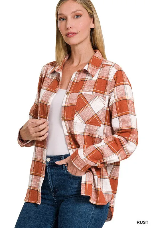 Cotton Plaid Shacket