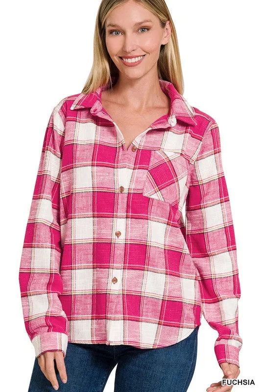 Cotton Plaid Shacket