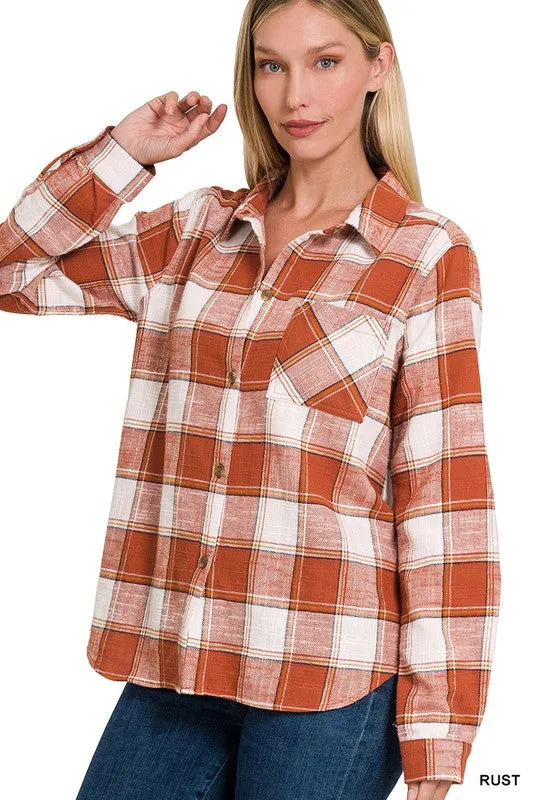 Cotton Plaid Shacket