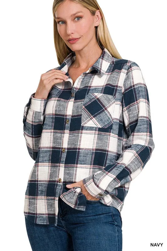 Cotton Plaid Shacket