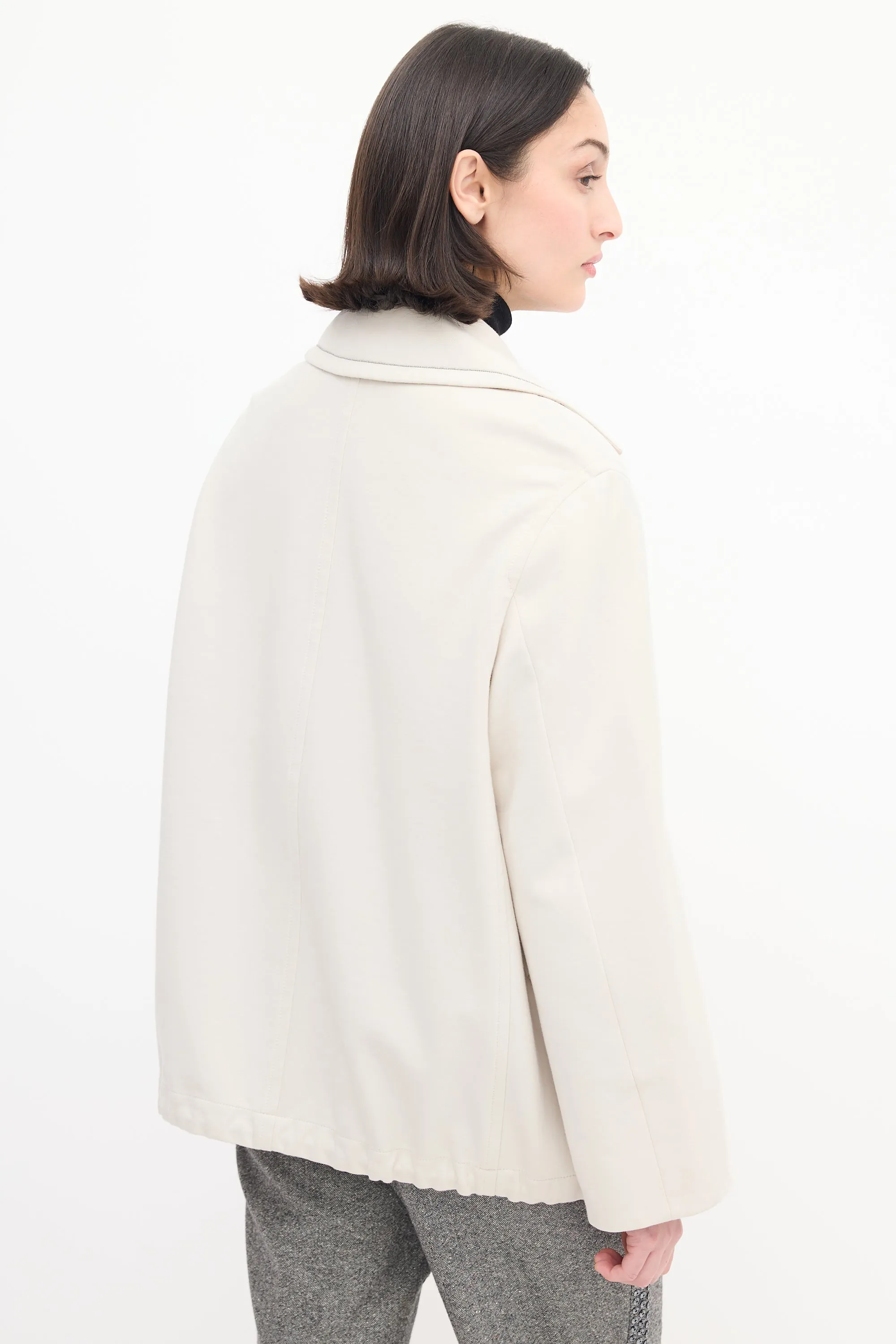 Cream Double Breasted Monili Trench Coat