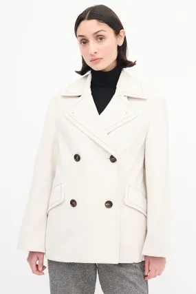 Cream Double Breasted Monili Trench Coat