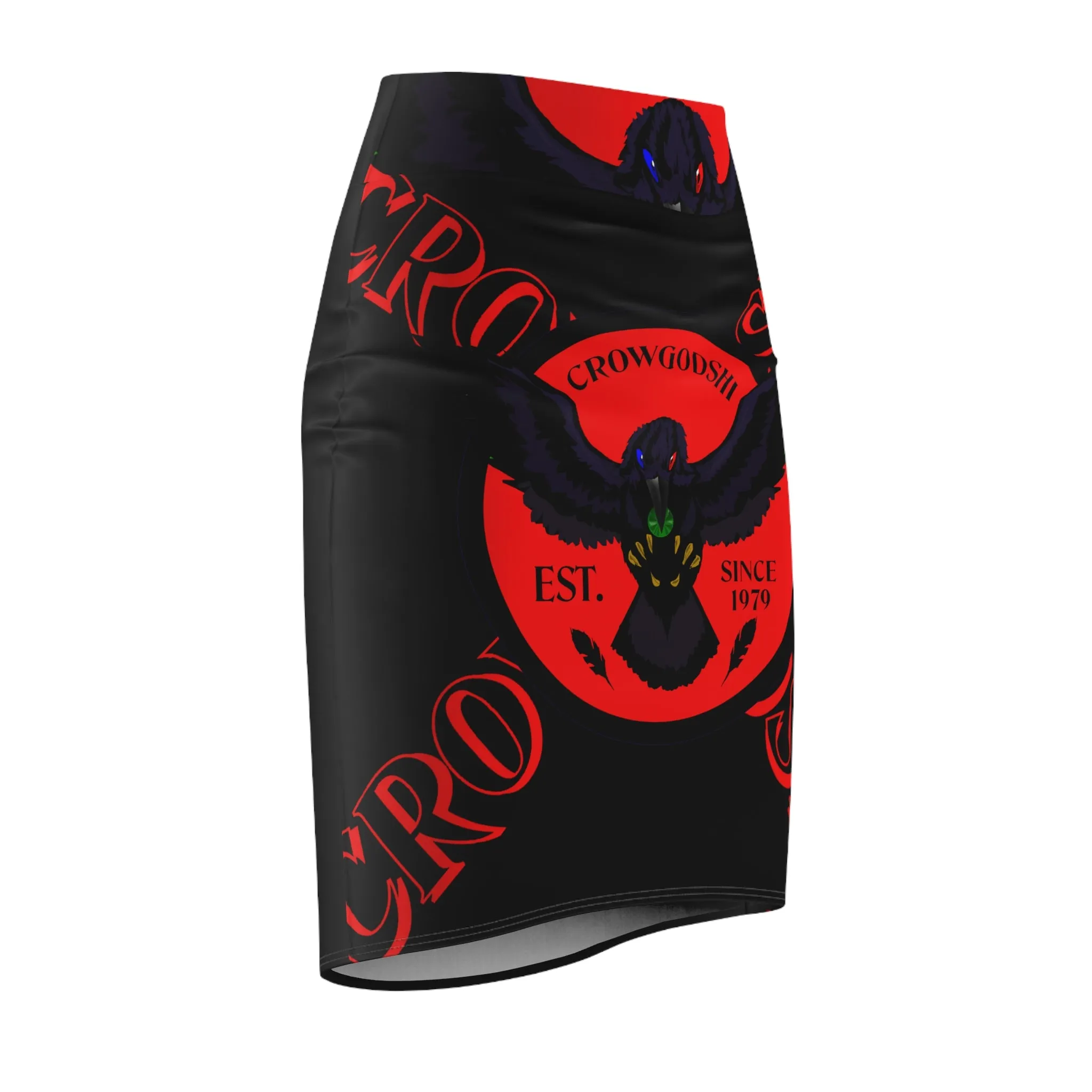 Crowgodshi First Generation Limited Edition Women's Pencil Skirt, RED LOGO