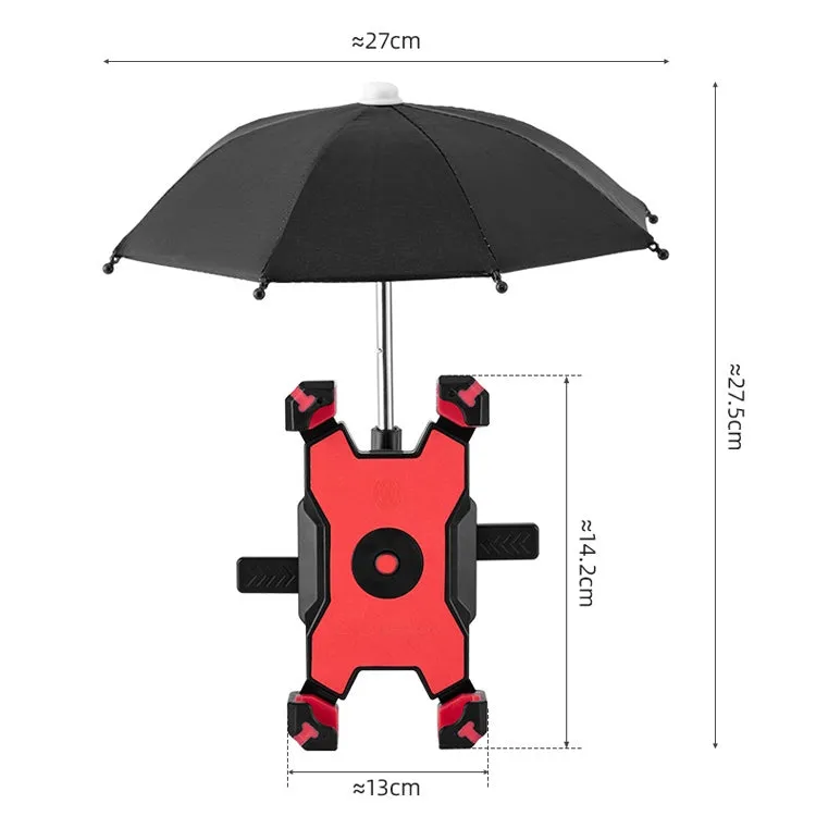 CYCLINGBOX Bicycle Mobile Phone Bracket With Parasol Rider Mobile Phone Frame, Style: Handlebar Installation (Black)