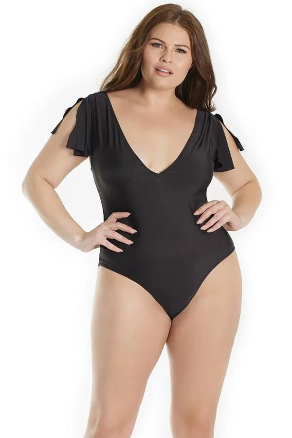 Deep V Neckline & Cowl Back Teddy