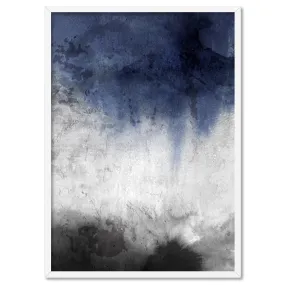 Distressed Black & Blues Abstract II - Art Print