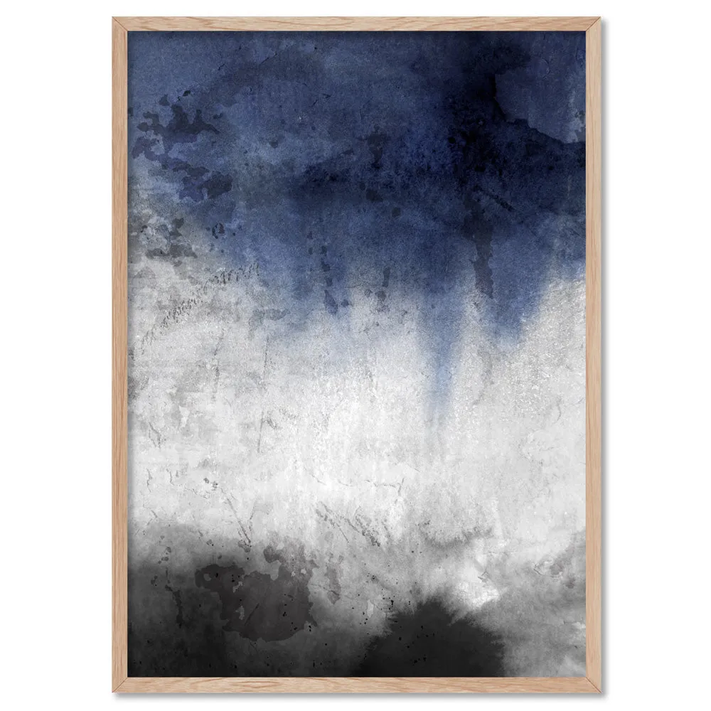 Distressed Black & Blues Abstract II - Art Print