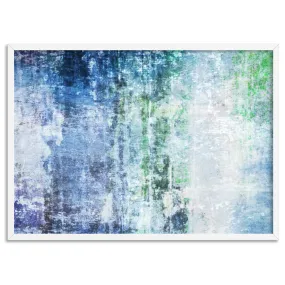 Distressed Blues & Greens Abstract - Art Print