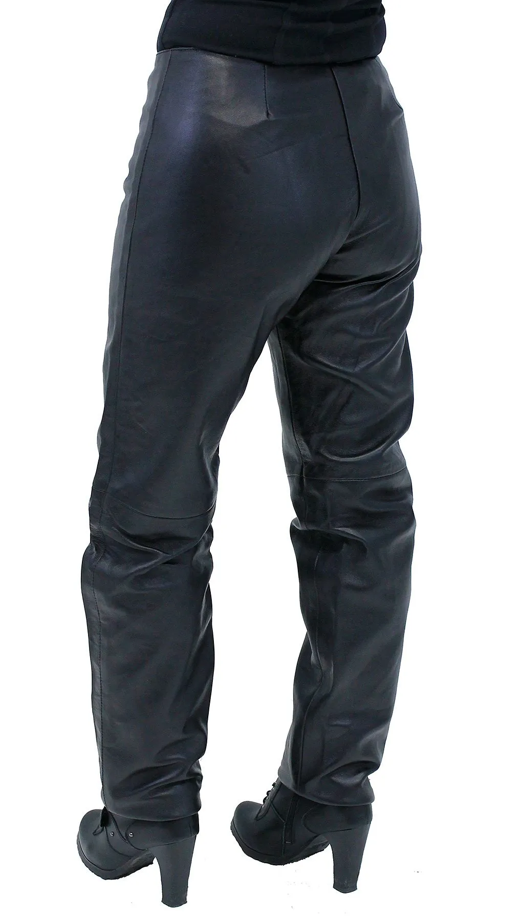 Double Snap Ladies Lambskin Leather Pants #LP3213K ()