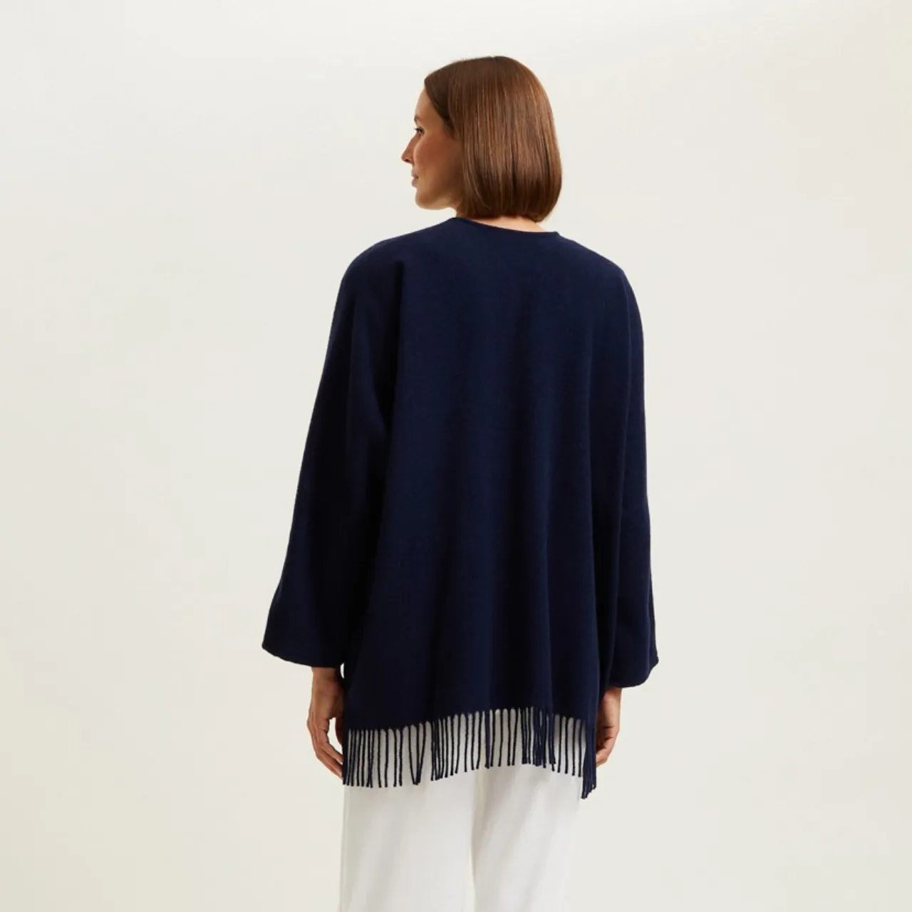 Eponyme Wool Short Poncho in Heather Blue