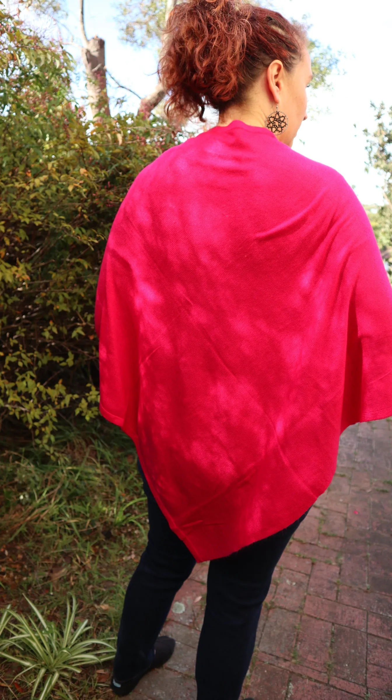 Fair Trade V Neck Cashmere Poncho - Pink