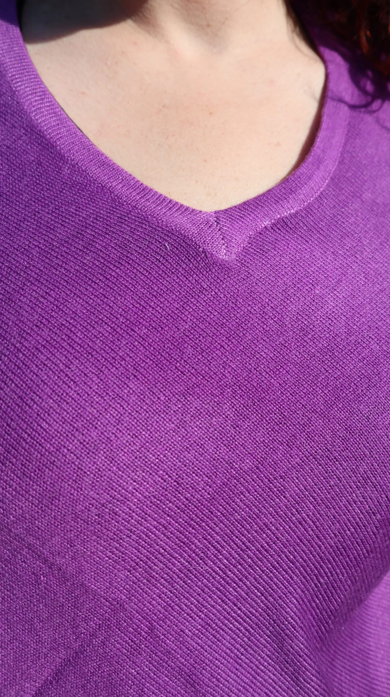 Fair Trade V Neck Cashmere Poncho - Purple