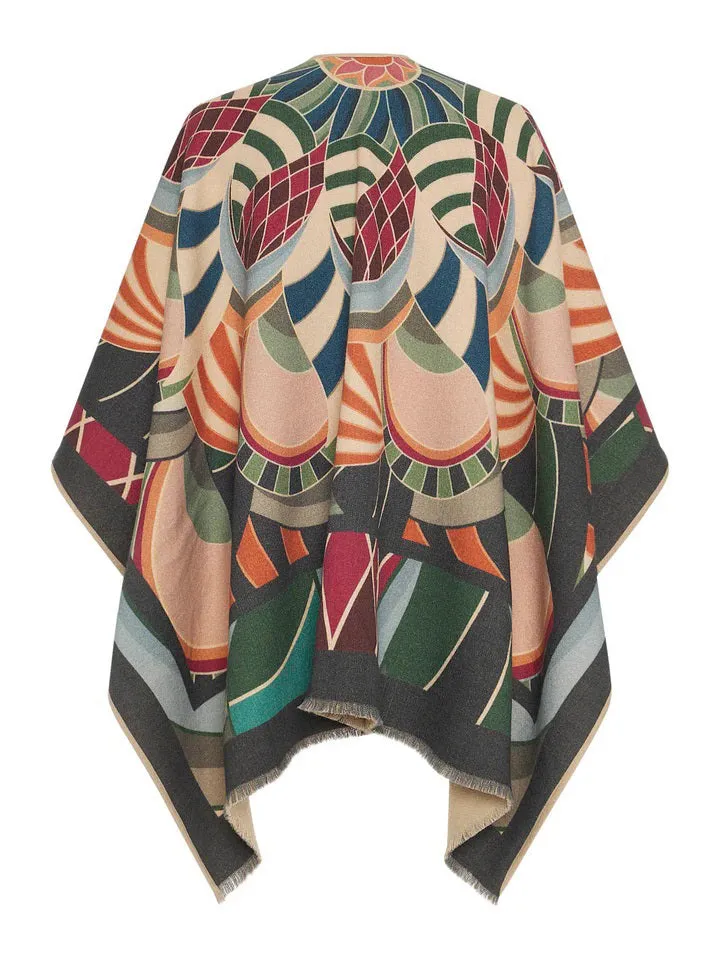 FRANCO FERRARI - PSYCHEDELIC PRINT WOOL PONCHO