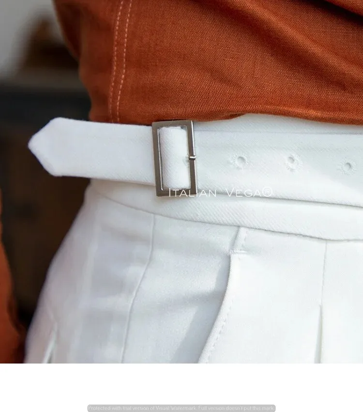 Frost White Classic Buckle Formal Gurkha Pants by ITALIAN VEGA®