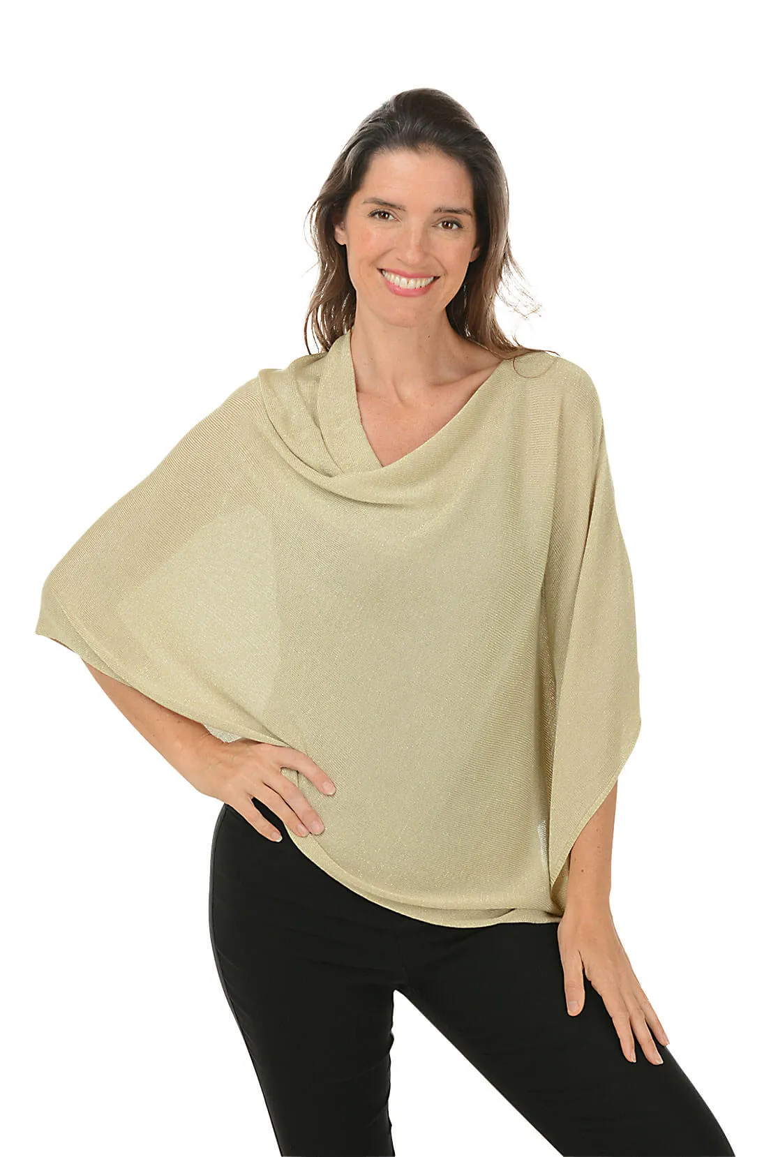 Gold Shimmer Bamboo Knit Poncho