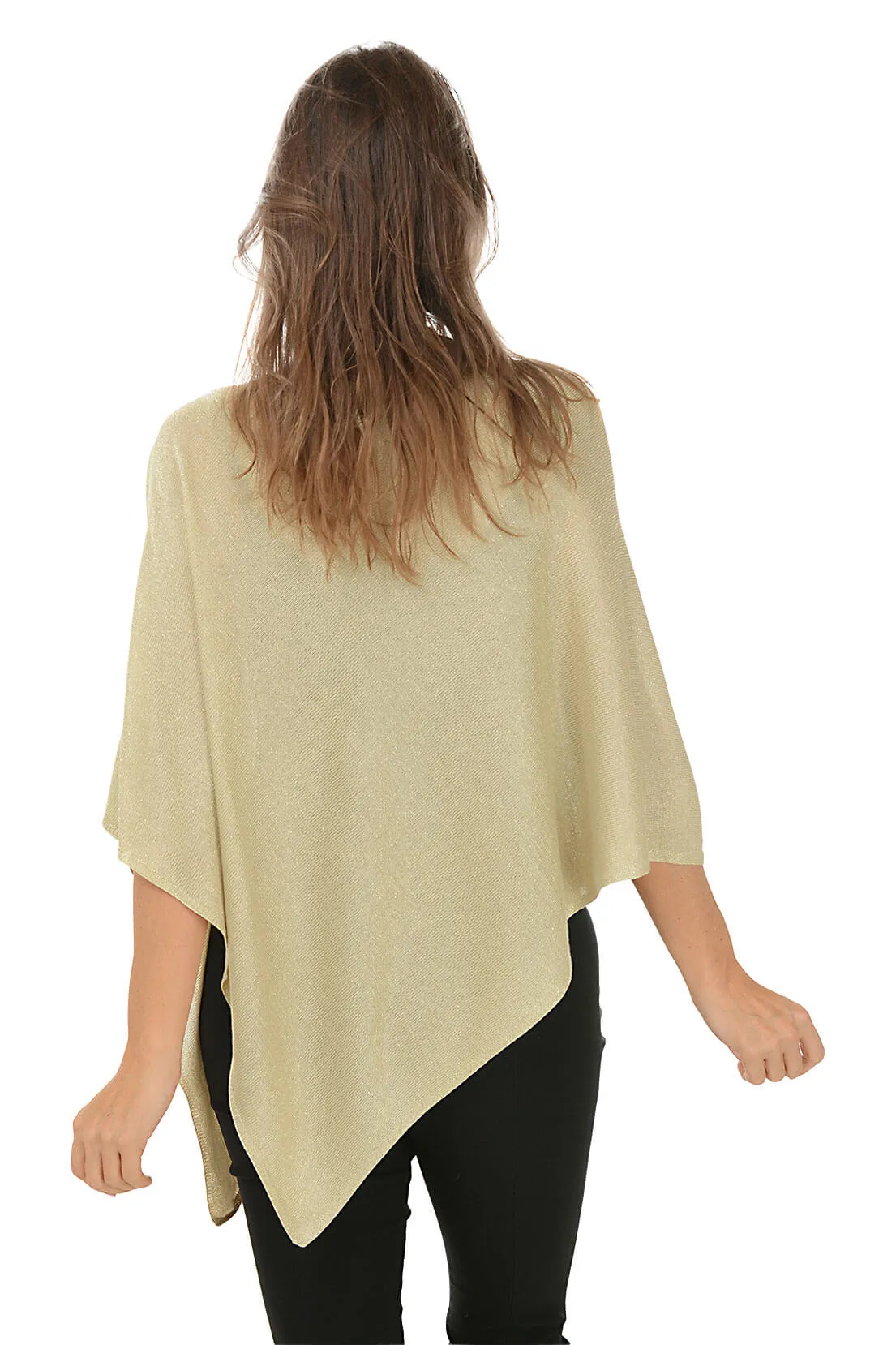 Gold Shimmer Bamboo Knit Poncho