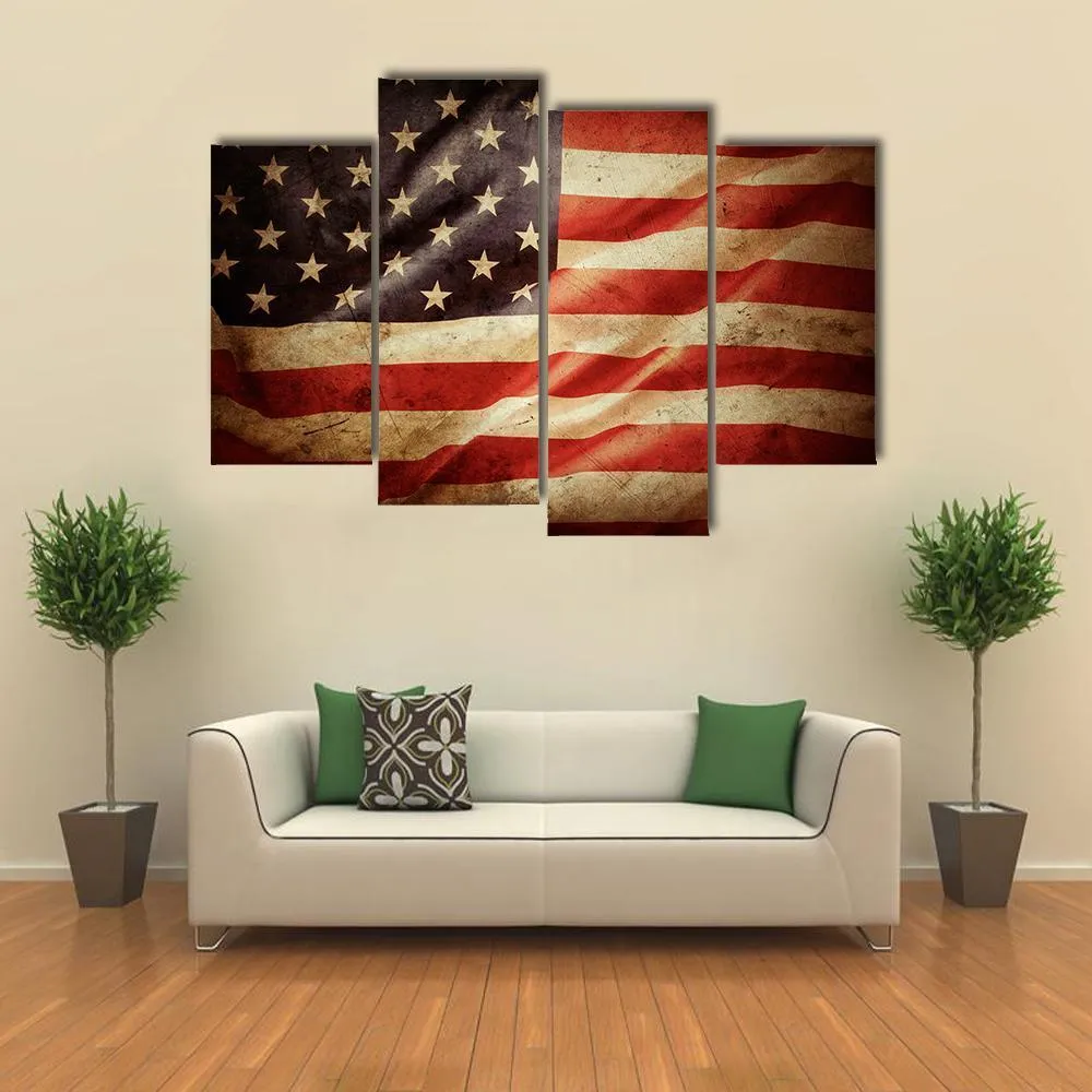 Grunge American Flag Canvas Wall Art