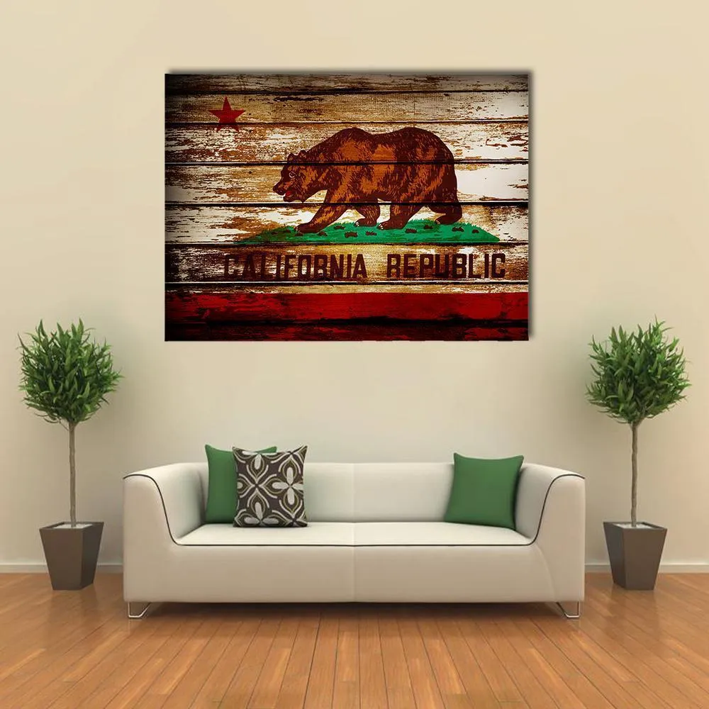 Grunge California Flag Canvas Wall Art