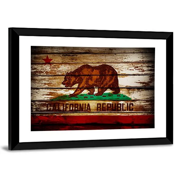 Grunge California Flag Canvas Wall Art