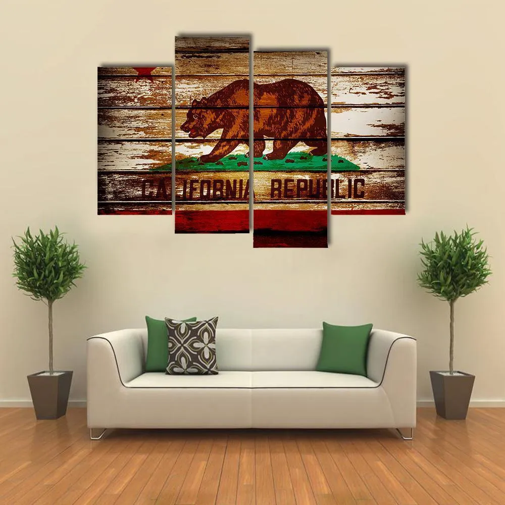 Grunge California Flag Canvas Wall Art