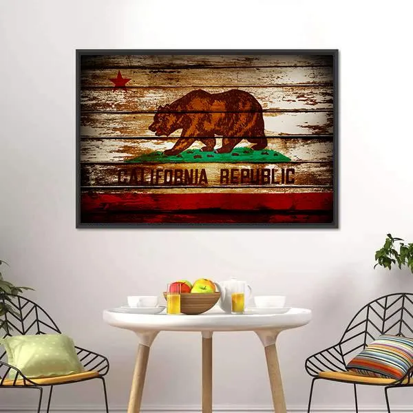 Grunge California Flag Canvas Wall Art