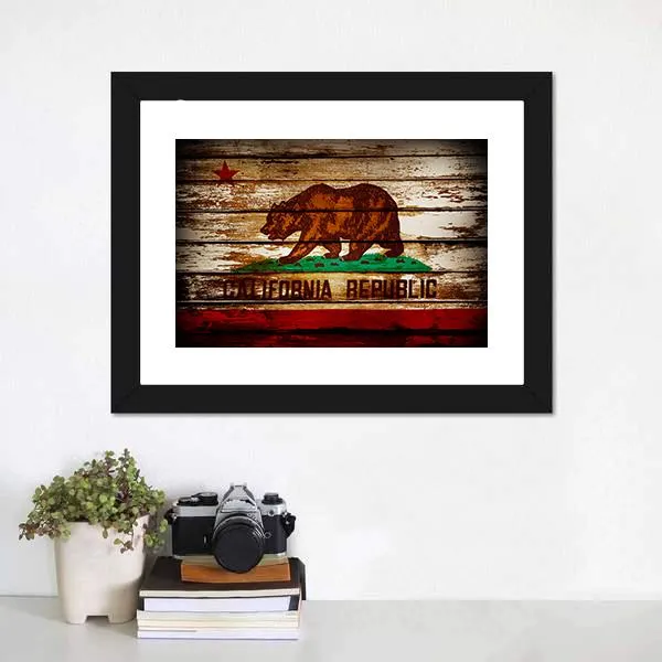 Grunge California Flag Canvas Wall Art