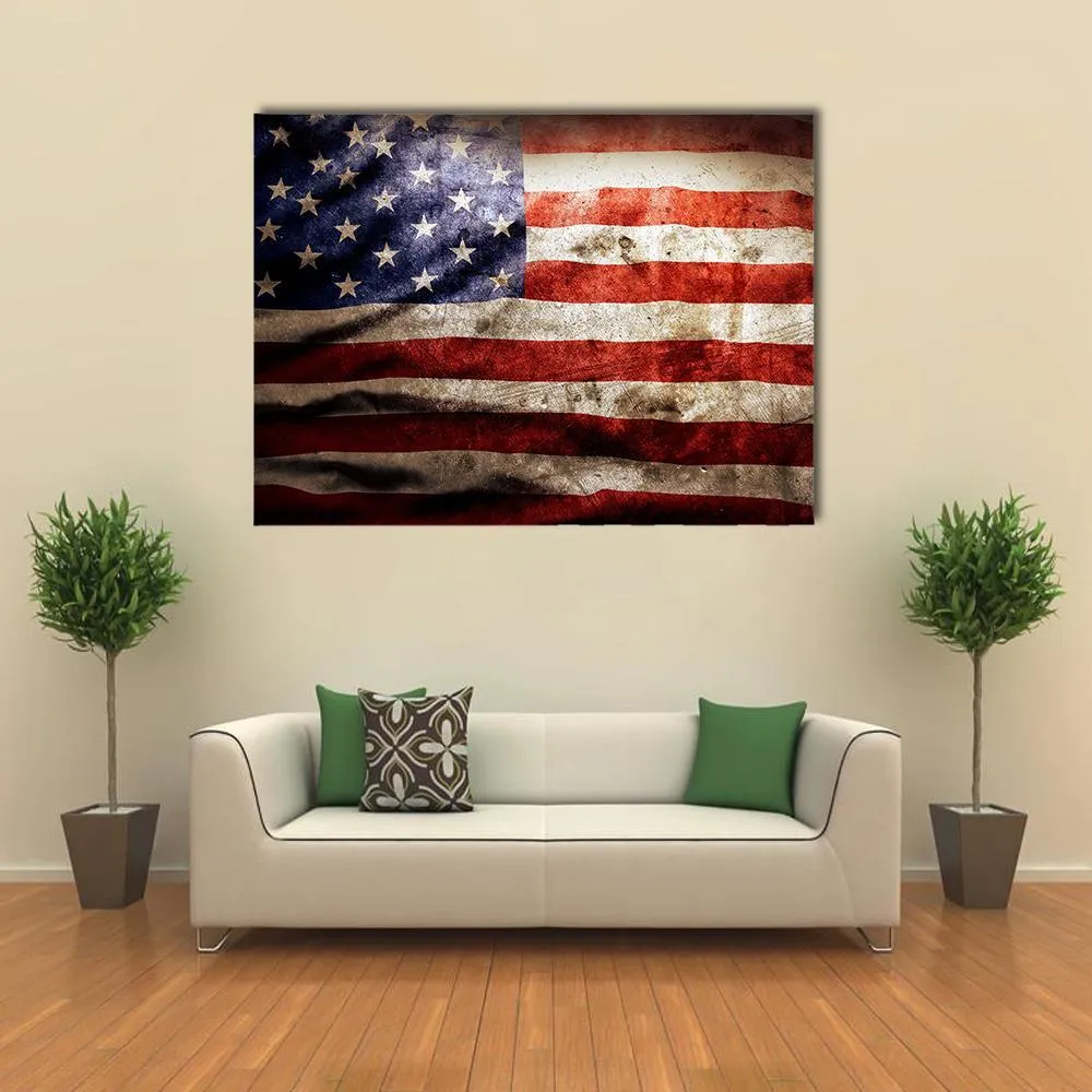 Grunge Flag Of America Canvas Wall Art