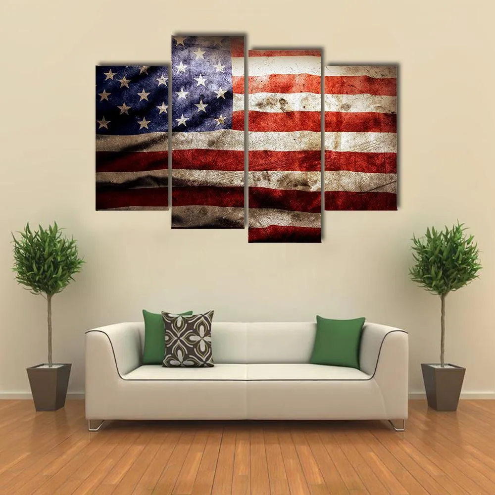 Grunge Flag Of America Canvas Wall Art