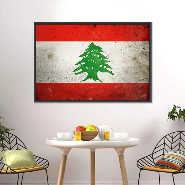 Grunge Lebanon Flag Canvas Wall Art