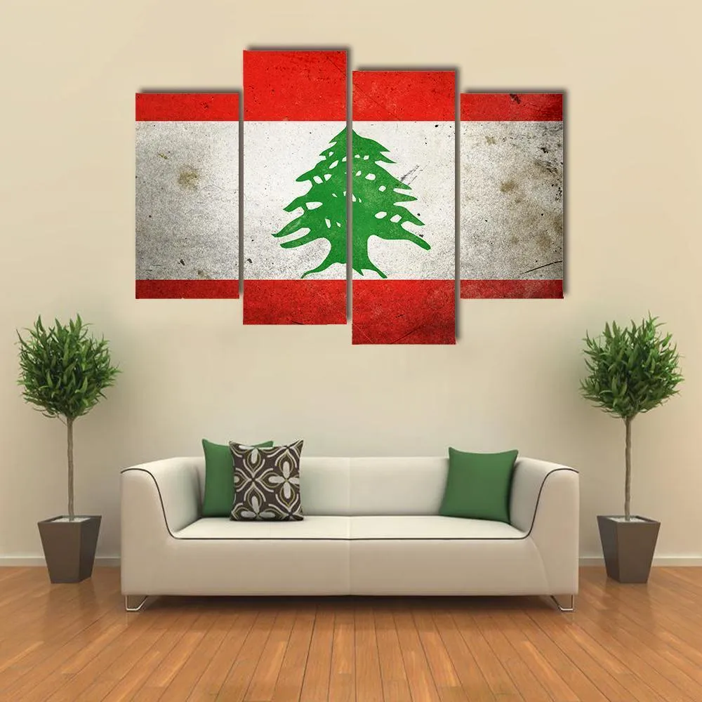 Grunge Lebanon Flag Canvas Wall Art