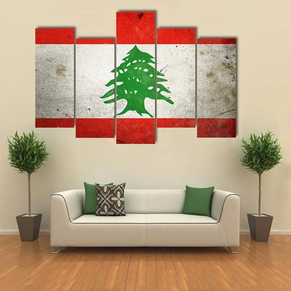 Grunge Lebanon Flag Canvas Wall Art