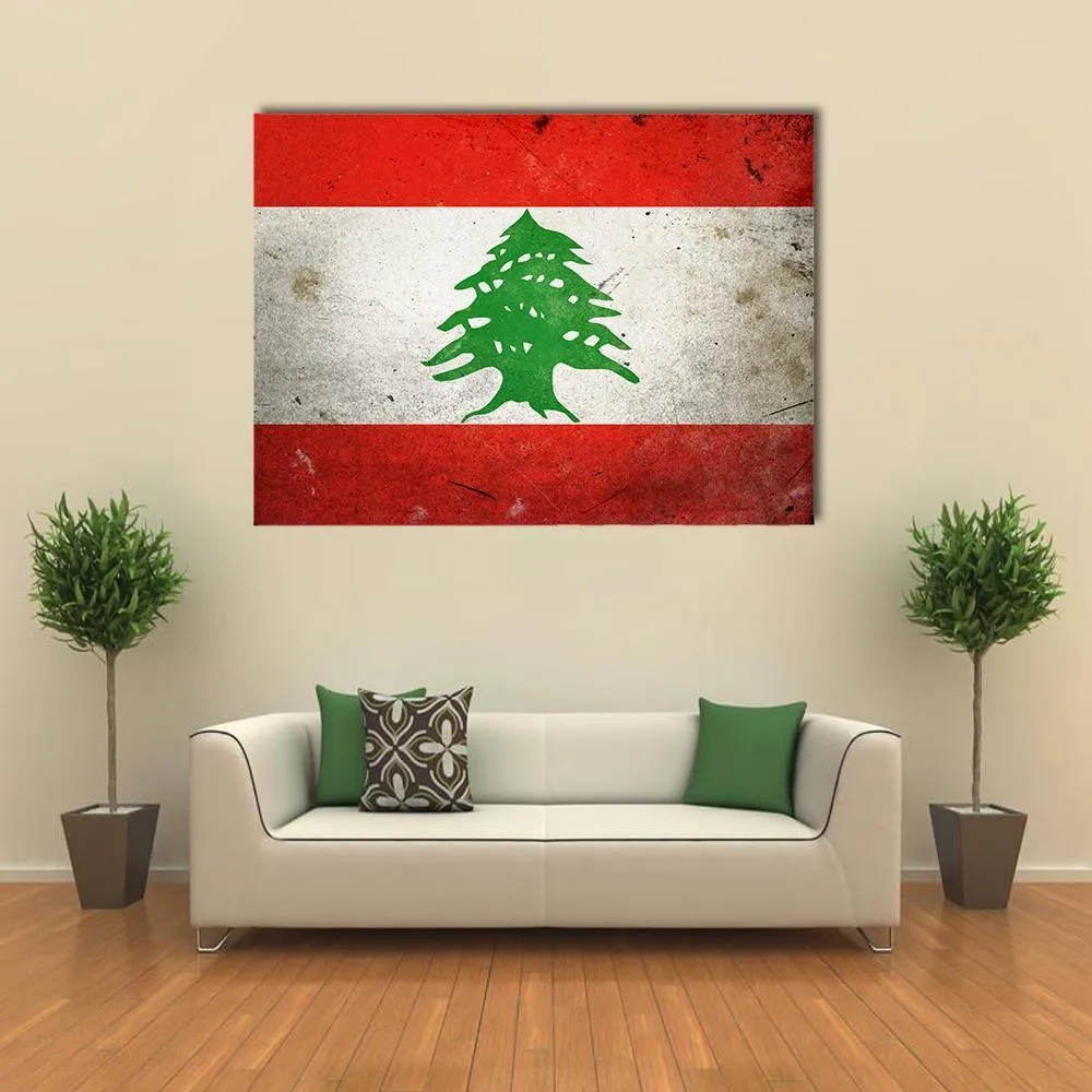 Grunge Lebanon Flag Canvas Wall Art