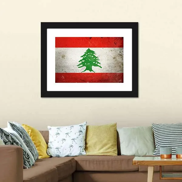 Grunge Lebanon Flag Canvas Wall Art